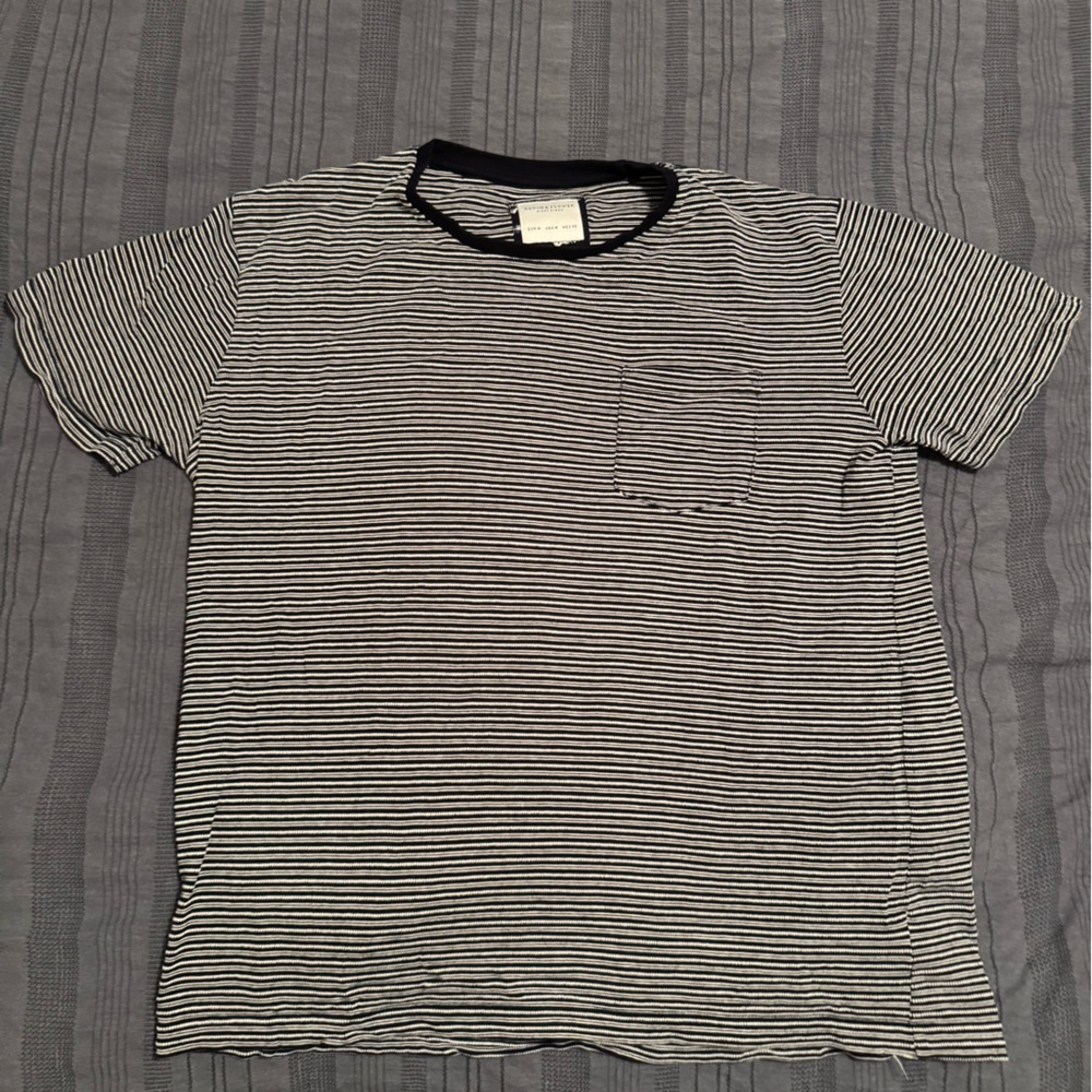 Men's Denim & Flower Striped Sweater Shirt